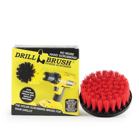 Drill Brush Power Scrubber By Useful Products 4 in W 4 in L Brush, Red 4in-Lim-Red-Short-QC
